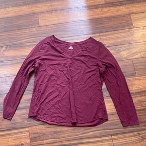 XL Old Navy Long-Sleeve Burgundy Relaxed T shirt
